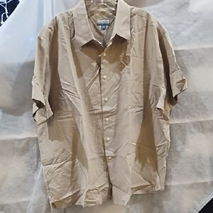 Breakwater Tan/White Short Sleeve Button-Up Shirt